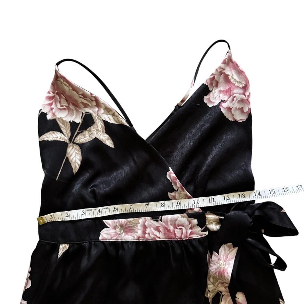 Urban Outfitters Black Satin Floral Wrap Maxi Dress S - Picture 10 of 13